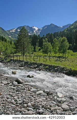 River valley in the Caucasian mountains