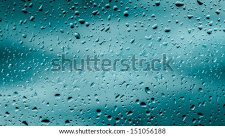 Drops of rain on the window glass