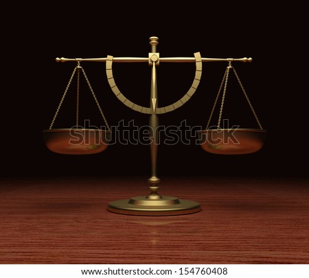 Scales of Justice on wood table V5