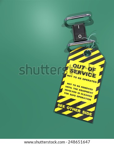 Machine Out Of Service Tag, Electrical machinery locked out for service