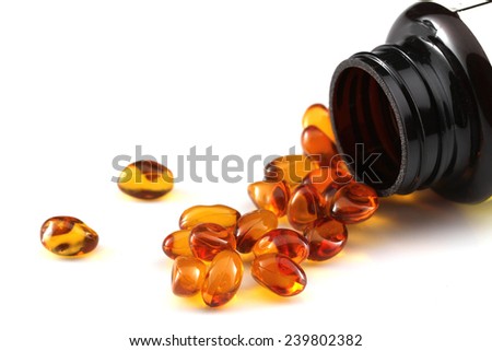 fish oil on white background