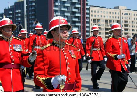 TORONTO, CANADA - APRIL 27: Military parade in Toronto that marks the 200th anniversary of the Battle of York on April 27, 2013 - Toronto, Ontario, Canada.