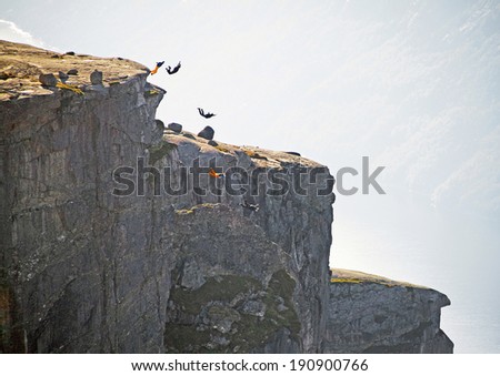 Freedom, flight. BASE Jumping from Kjeragbolten rock  in Rogaland, Norway. Canon 5D.