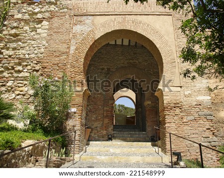 Entrance gate to the Alcazaba of Almeria. This Moorish fortress dates from the 8th century.