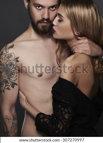 Passion couple portrait.romantic beautiful woman and handsome man.sexy boy and girl