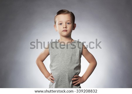 Child. Funny Little Boy.Sport Handsome Boy. fitness gym instructor