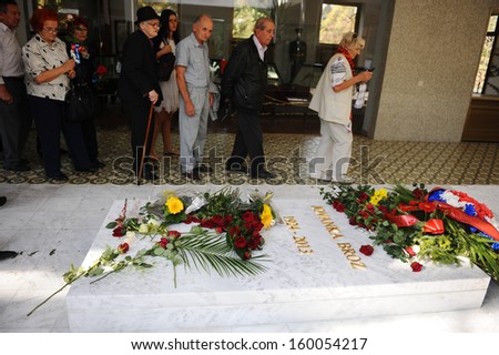 Belgrade, Serbia - October 26, 2013: Jovanka Broz, Yugoslavia's former First Lady built by her husband Josip Broz Tito in the House of Flowers mausoleum. Jovanka died of heart failure in a Belgrade.