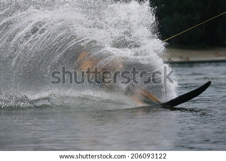 A Water Skier in performance Water Skiing sport on a Lake