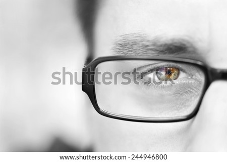 Guy with the glasses and green eyes  black and white halfprofile man