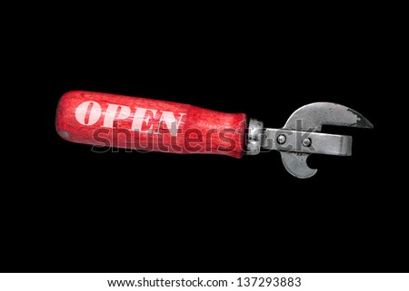 can opener on black background