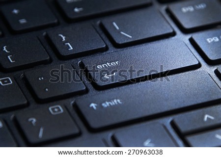 laptop computer keyboard with highlighted enter key button