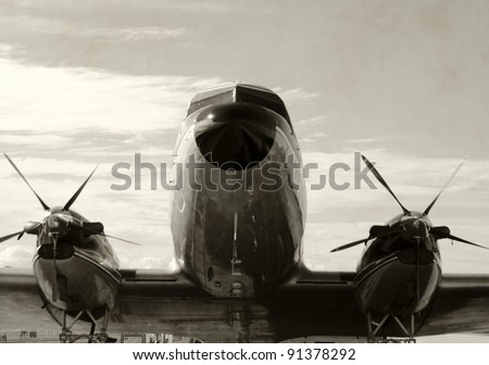 Retro propeller airplane front view