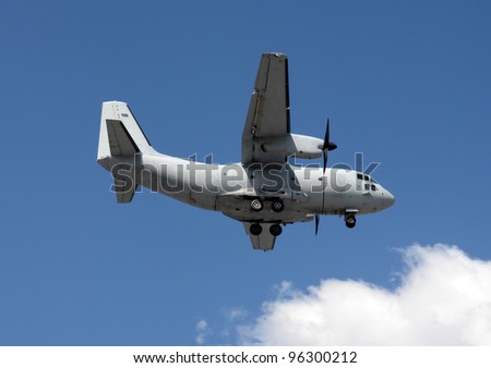 Modern military transport airplane in flight