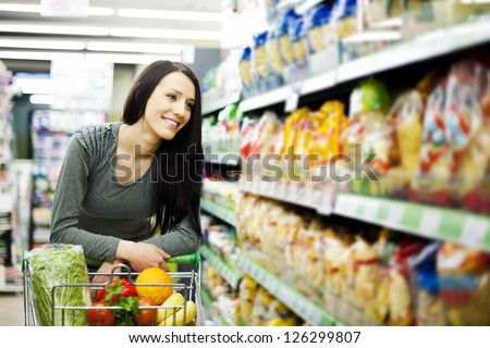 Woman at groceries store