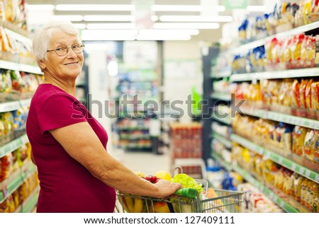 Portrait of senior woman at supermarket