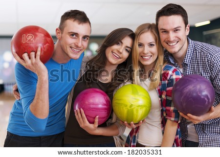 Young friends at the bowling alley