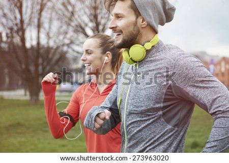 Endorphins during the jogging with girlfriend