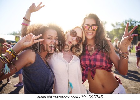 Three best friends at the festival