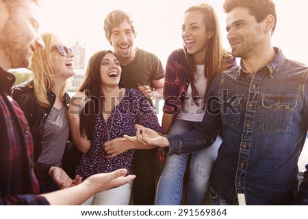 Group of people spending joyful time together