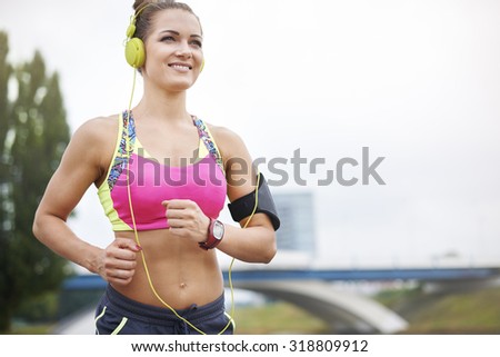 Low angle view of a jogging woman