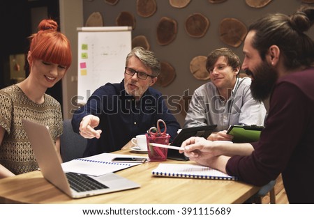 Manager showing idea for finding new customers