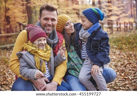 Playful with family in the forest