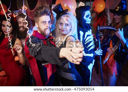 People dancing at halloween party