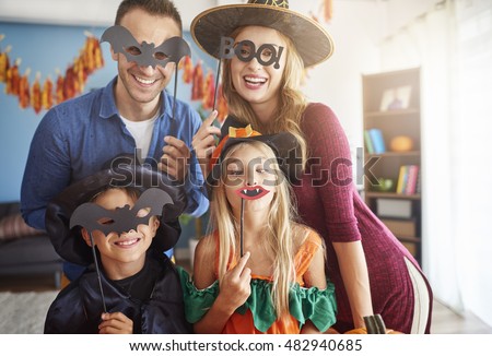 Family has fun in Halloween time