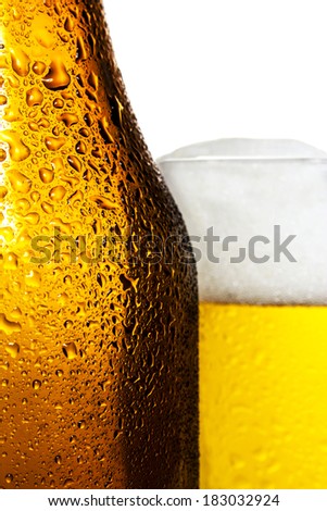 Beer Glass with Beer Bottle