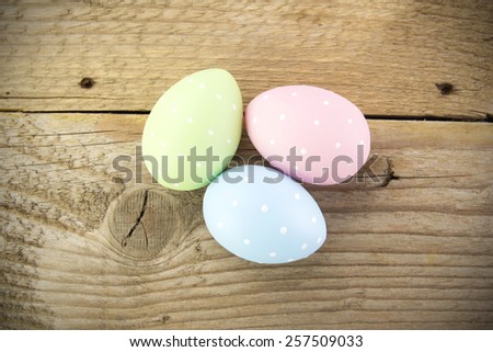 Ester eggs on a wooden background