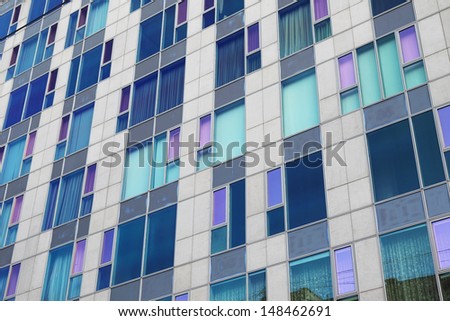 Glass facade of modern building as background