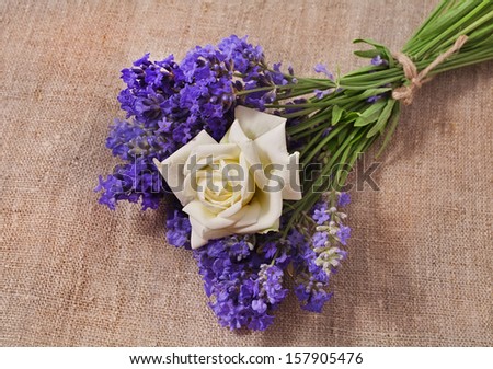 Bunch of lavender and rose flower
