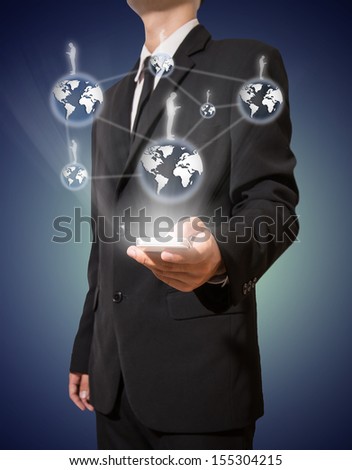 businessman and connection of business on mobile