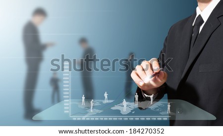 businessman analysis and plan by high technology