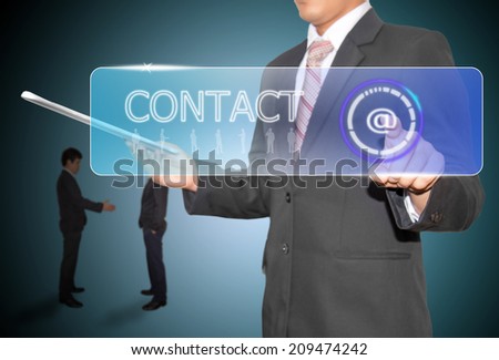 businessman touch contact icon on screen