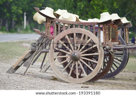 bullock cart for traveler in Sukhothai Thailand.