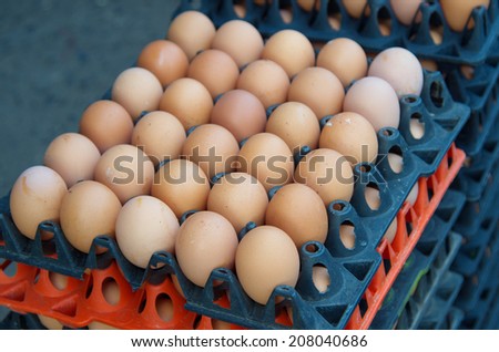 Eggs in plastic tray.