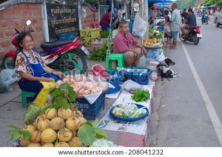 Nakhon Nayok, Thailand-July 26: morning fresh market traditional on July 26, 2014.