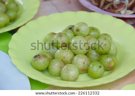 Indian gooseberry  on dish.