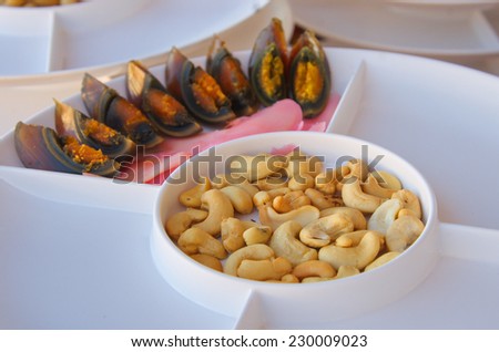 preserved egg and cashew nuts