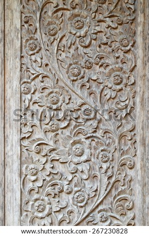 Thai flower wood  carving