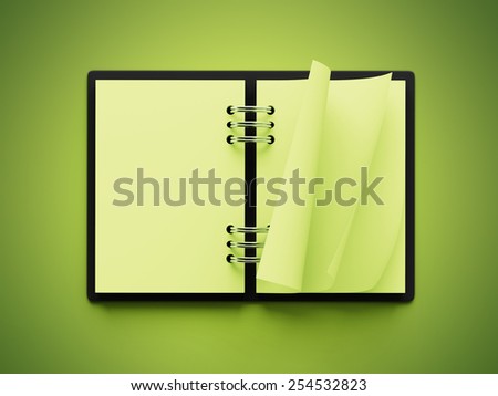 Green Paper Agenda isolated on green background
