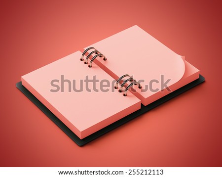 Red Paper Agenda isolated on red background