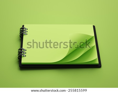 Blank Green Paper Notepad isolated on green background