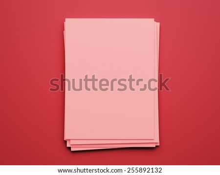 Blank Red Paper Notepad isolated on red background
