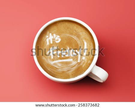 It\'s Friday Coffee Cup Concept isolated on red background