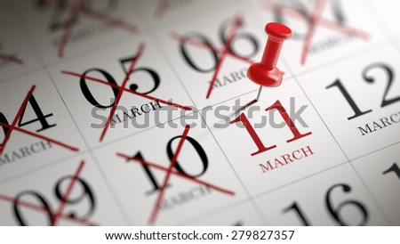 March 11 written on a calendar to remind you an important appointment.