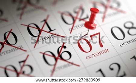October 07 written on a calendar to remind you an important appointment.