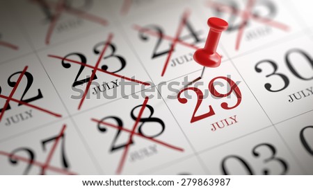 July 29 written on a calendar to remind you an important appointment.