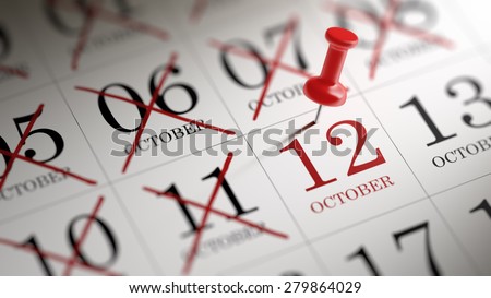 October 12 written on a calendar to remind you an important appointment.